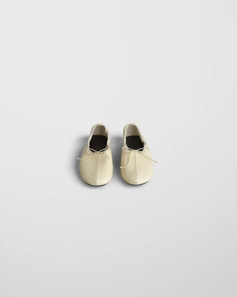 Stucco Leather Flat Pump With Grosgrain Detail 2