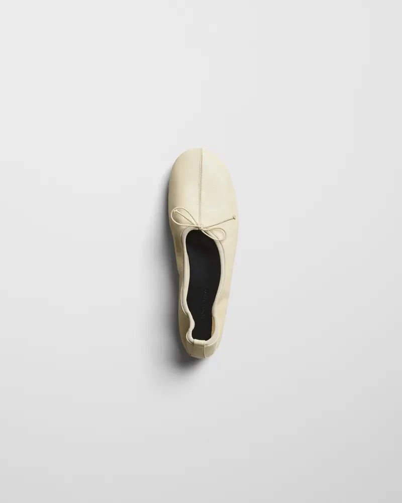 Stucco Leather Flat Pump With Grosgrain Detail