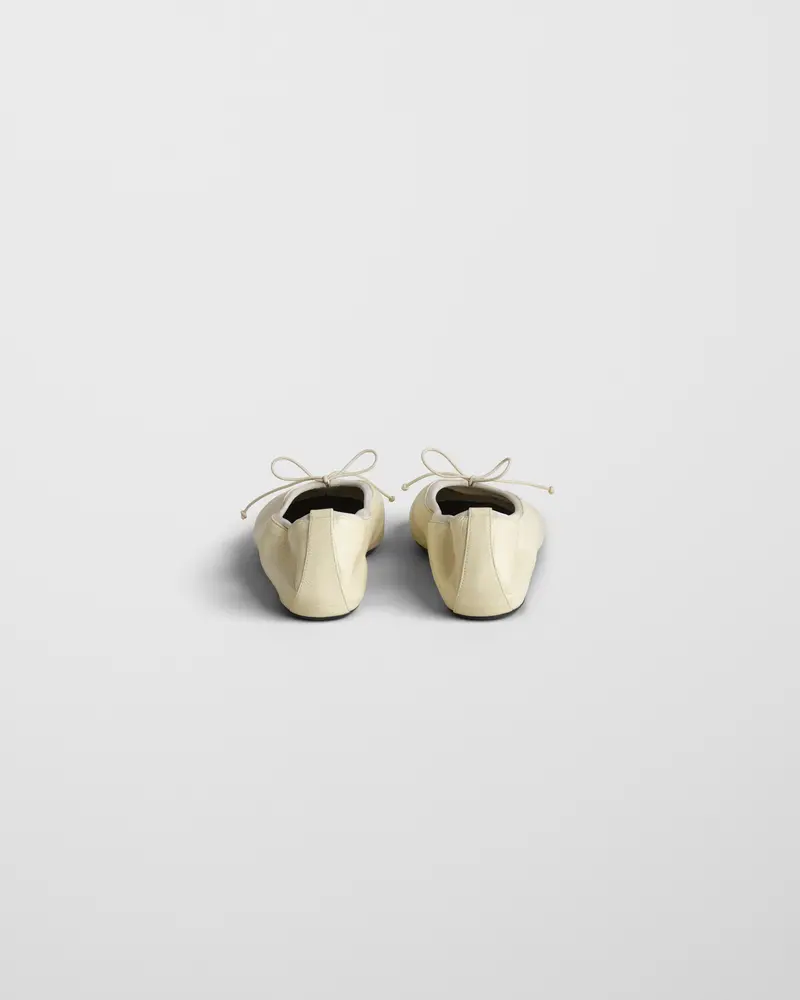 Stucco Leather Flat Pump With Grosgrain Detail