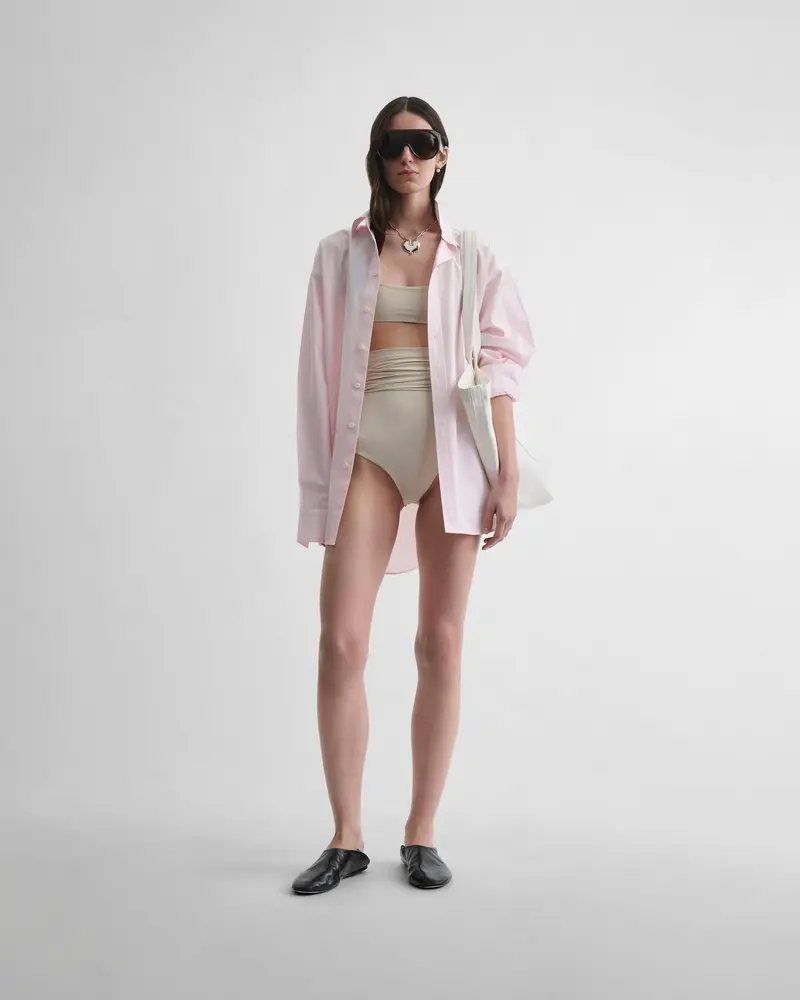 Stucco Polyamide Scoop Neck Bikini Top