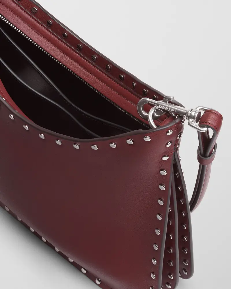 Studded Chestnut Leather Small Gig Bag