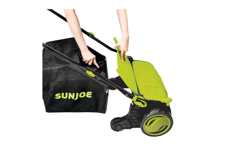 Sun Joe AJ805E Electric Lawn Dethatcher – 15-Inch Working Width, 13-Amp Motor, and Integrated Grass Collection Bag