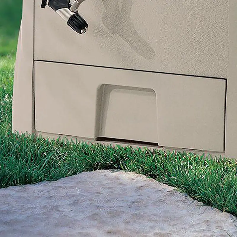 Suncast Powerwind Auto-Rewind Hose Reel – 100-Foot Capacity with Smooth Retraction and Light Taupe Exterior