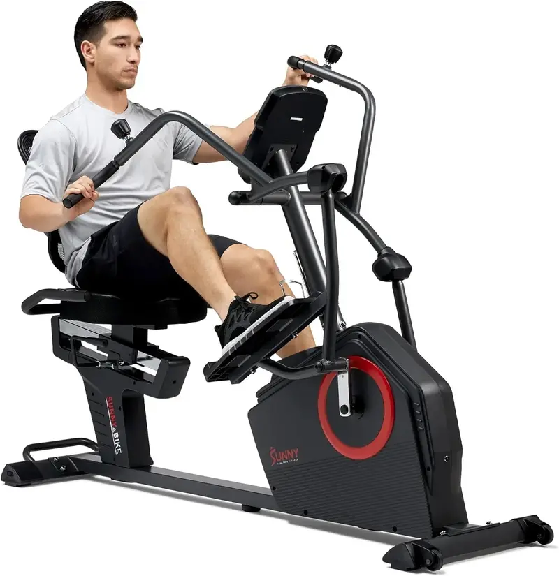 Sunny Health & Fitness SF-RBE4886SMART Smart Recumbent Elliptical – Bluetooth-Connected Cross Trainer with SunnyFit App and Dual Arm Resistance