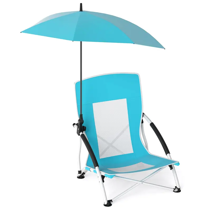 Sunshade-Integrated Folding Lawn Chair – Adjustable Canopy for Camping and Outdoor Use