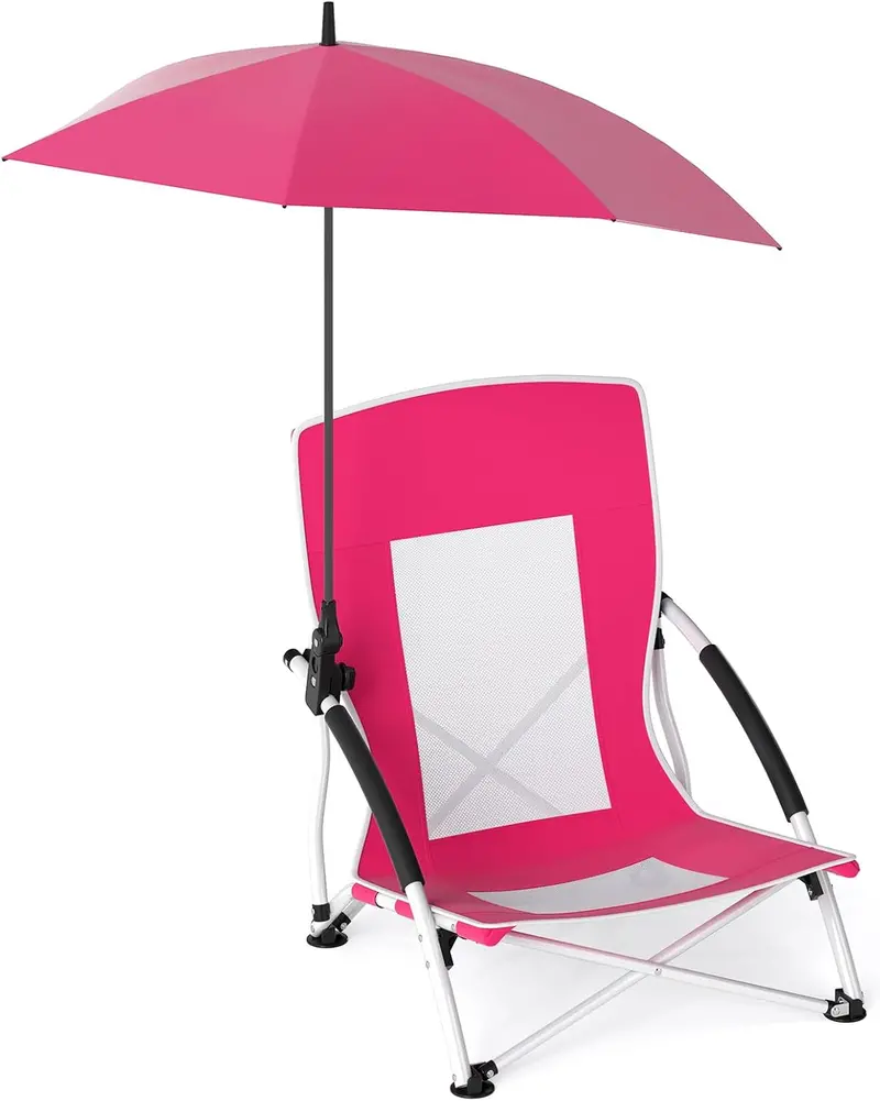 Sunshade-Integrated Folding Lawn Chair – Adjustable Canopy for Camping and Outdoor Use
