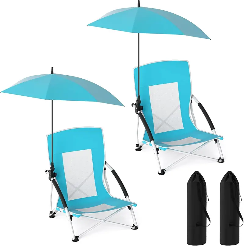 Sunshade-Integrated Folding Lawn Chair – Adjustable Canopy for Camping and Outdoor Use