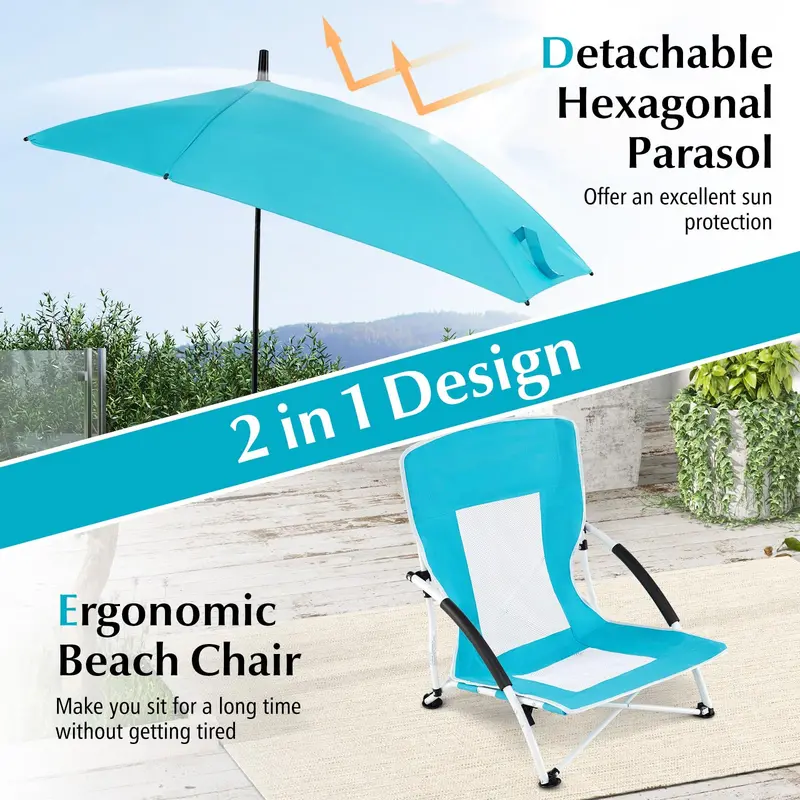 Sunshade-Integrated Folding Lawn Chair – Adjustable Canopy for Camping and Outdoor Use
