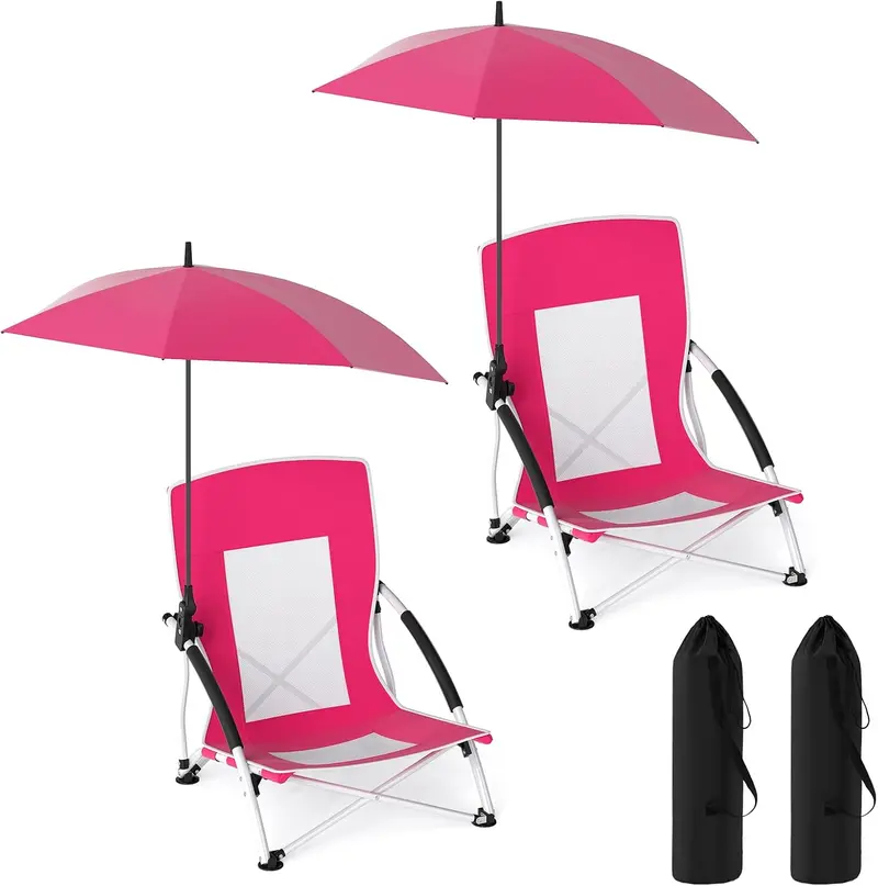 Sunshade-Integrated Folding Lawn Chair – Adjustable Canopy for Camping and Outdoor Use