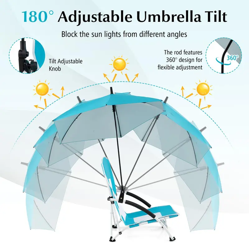 Sunshade-Integrated Folding Lawn Chair – Adjustable Canopy for Camping and Outdoor Use