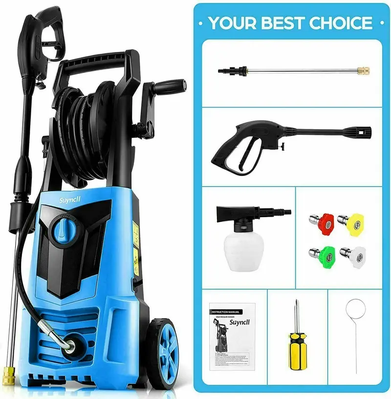 Suyncll 3000 PSI Electric Pressure Washer – 2.4 GPM Heavy-Duty Cleaning Unit