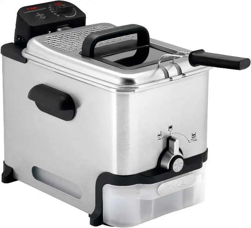 T-Fal Ultimate Steel Deep Fryer – 3.5-Liter Capacity with Removable Basket, Optimized for Up to 2.6 lbs of Food