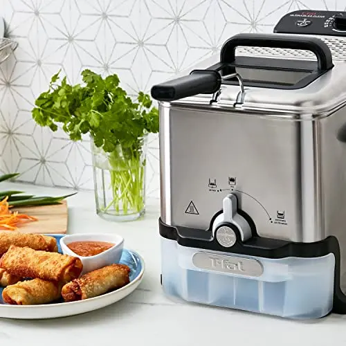 T-Fal Ultimate Steel Deep Fryer – 3.5-Liter Capacity with Removable Basket, Optimized for Up to 2.6 lbs of Food