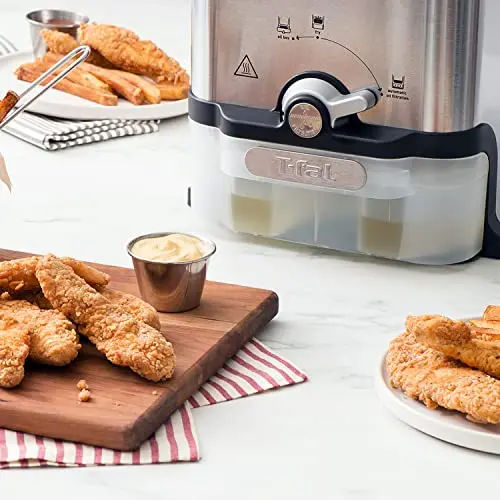T-Fal Ultimate Steel Deep Fryer – 3.5-Liter Capacity with Removable Basket, Optimized for Up to 2.6 lbs of Food