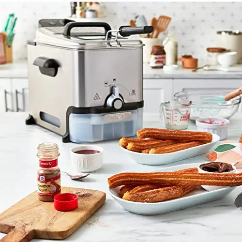 T-Fal Ultimate Steel Deep Fryer – 3.5-Liter Capacity with Removable Basket, Optimized for Up to 2.6 lbs of Food
