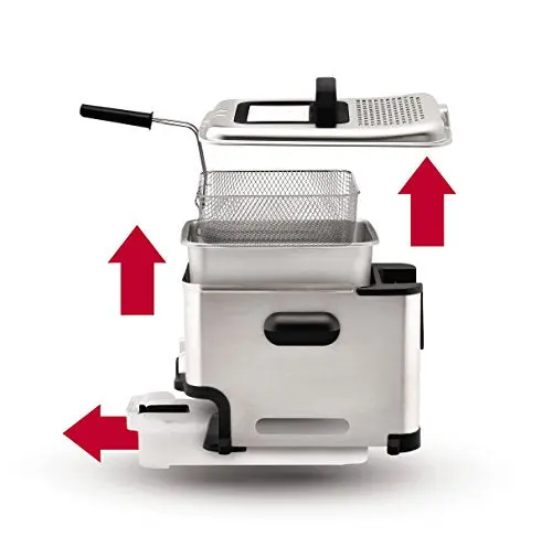 T-Fal Ultimate Steel Deep Fryer – 3.5-Liter Capacity with Removable Basket, Optimized for Up to 2.6 lbs of Food