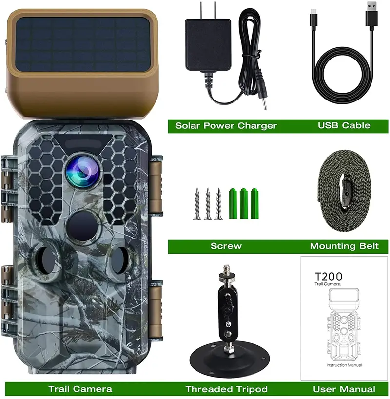 T200 Solar-Powered Trail Camera – 4K Resolution, 30MP Image Capture, WiFi & Bluetooth for Wildlife Observation 2