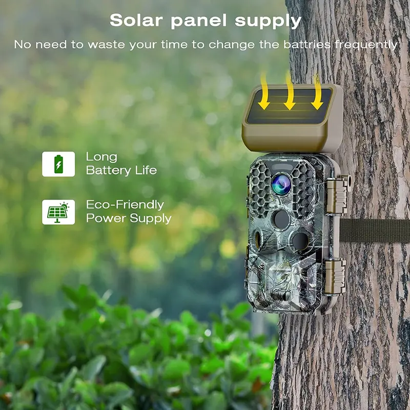 T200 Solar-Powered Trail Camera – 4K Resolution, 30MP Image Capture, WiFi & Bluetooth for Wildlife Observation