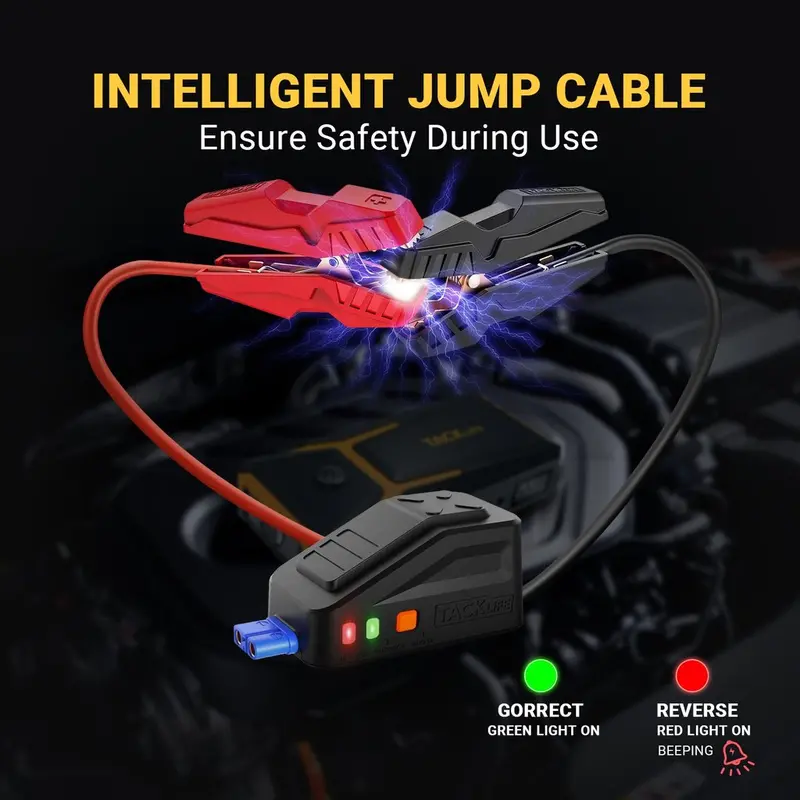 TACKLIFE T8 800A Car Jump Starter – 18000mAh Capacity, Supports Gas (7.0L) & Diesel (5.5L) Engines, Fast Charging & Safety Features