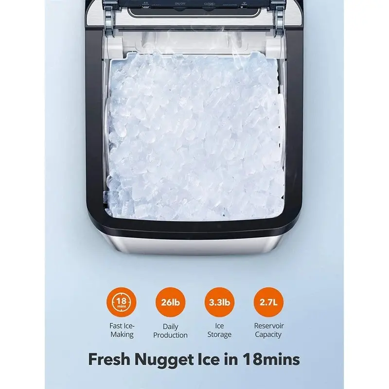 Taotronic Sonic Nugget Ice Maker – Countertop Chewable Ice Dispenser with Rapid 10-Minute Cycle