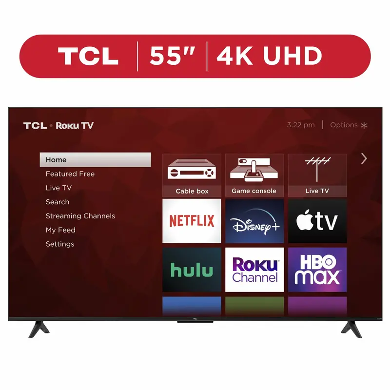TCL 55" 4-Series 4K Roku Smart TV — HDR Support, Voice Remote, Quad HDMI Inputs
