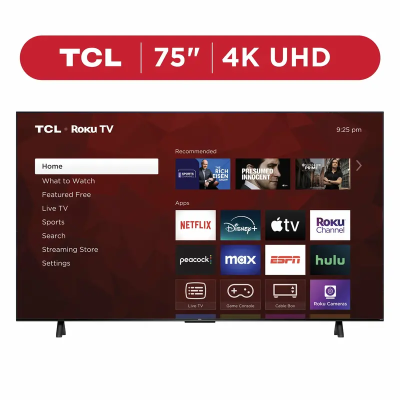 TCL 75" 4-Series 4K UHD Roku Smart TV with HDR and Voice Remote