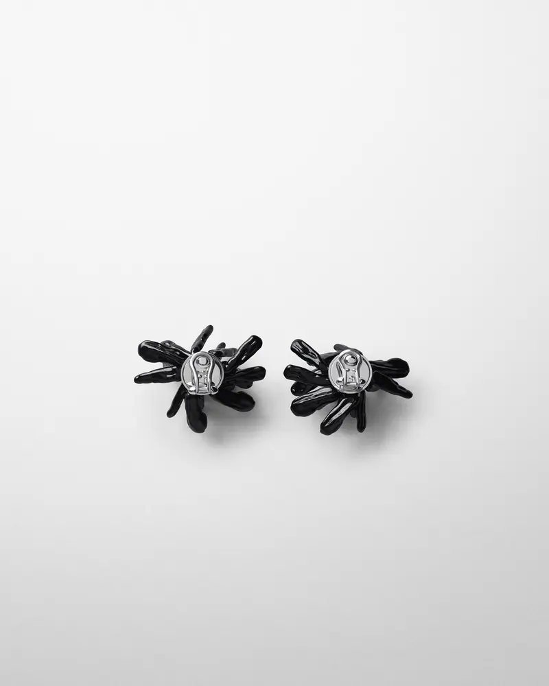Textured Black Resin Cluster Earrings
