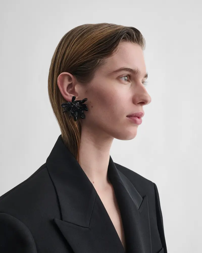 Textured Black Resin Cluster Earrings 3