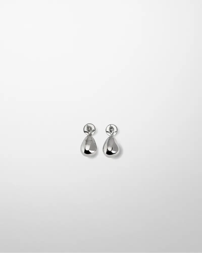 Textured Double Ball Drop Earrings In Sterling Silver 2