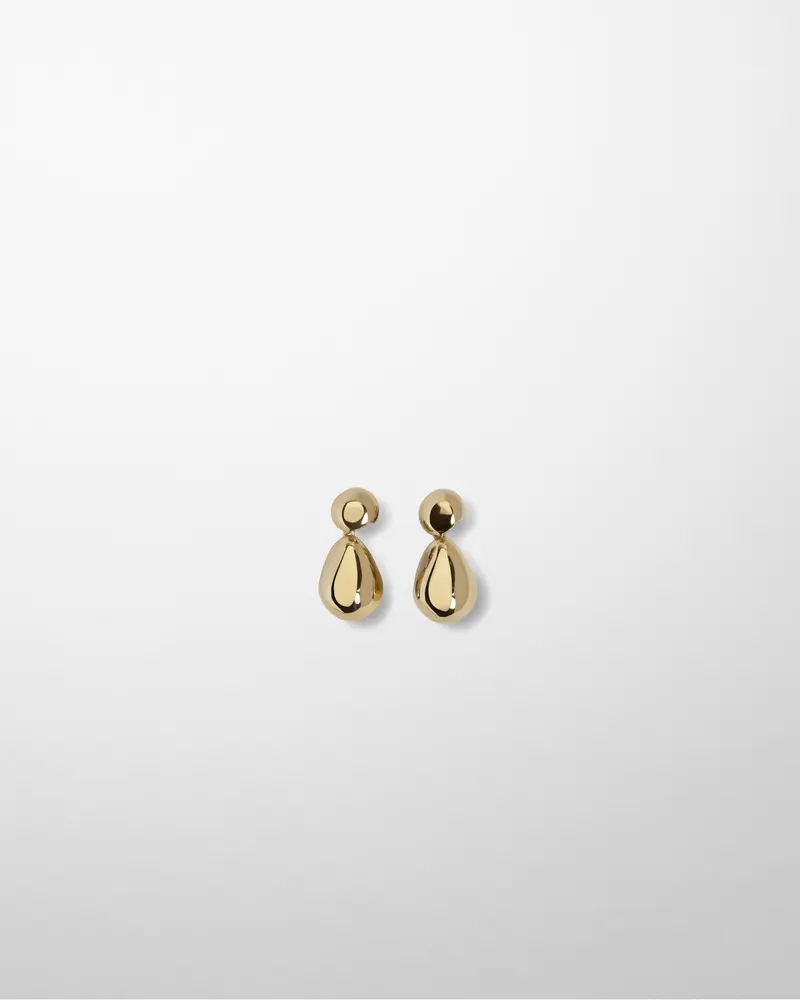 Textured Drop Earrings With Dual Gold Balls