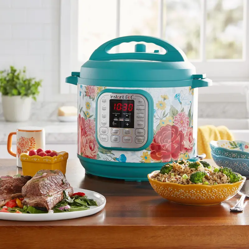 The Pioneer Woman Sweet Rose 6-Quart Instant Pot Duo – Versatile Multi-Cooker Featuring Pressure and Slow Cooking Modes