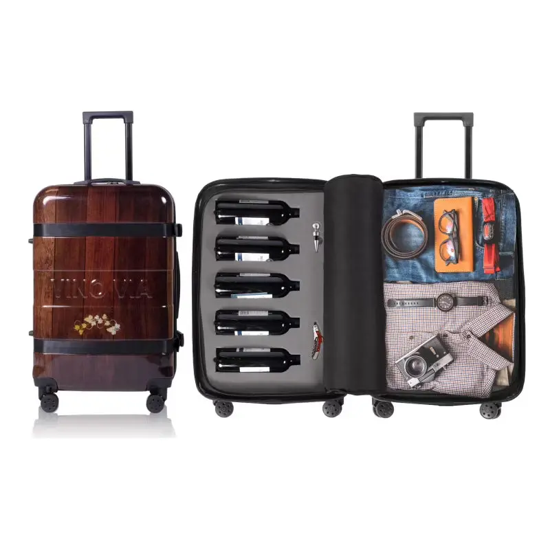 The Ten Wine Luggage – TSA-Approved Hard-Shell Spinner Suitcase Engineered to Safely Transport Up to 10 Bottles