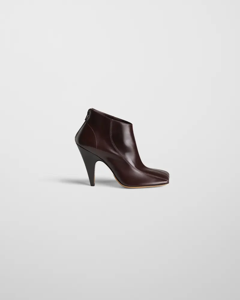 Tilted-Toe Oxblood Ankle Boot With Back Zip