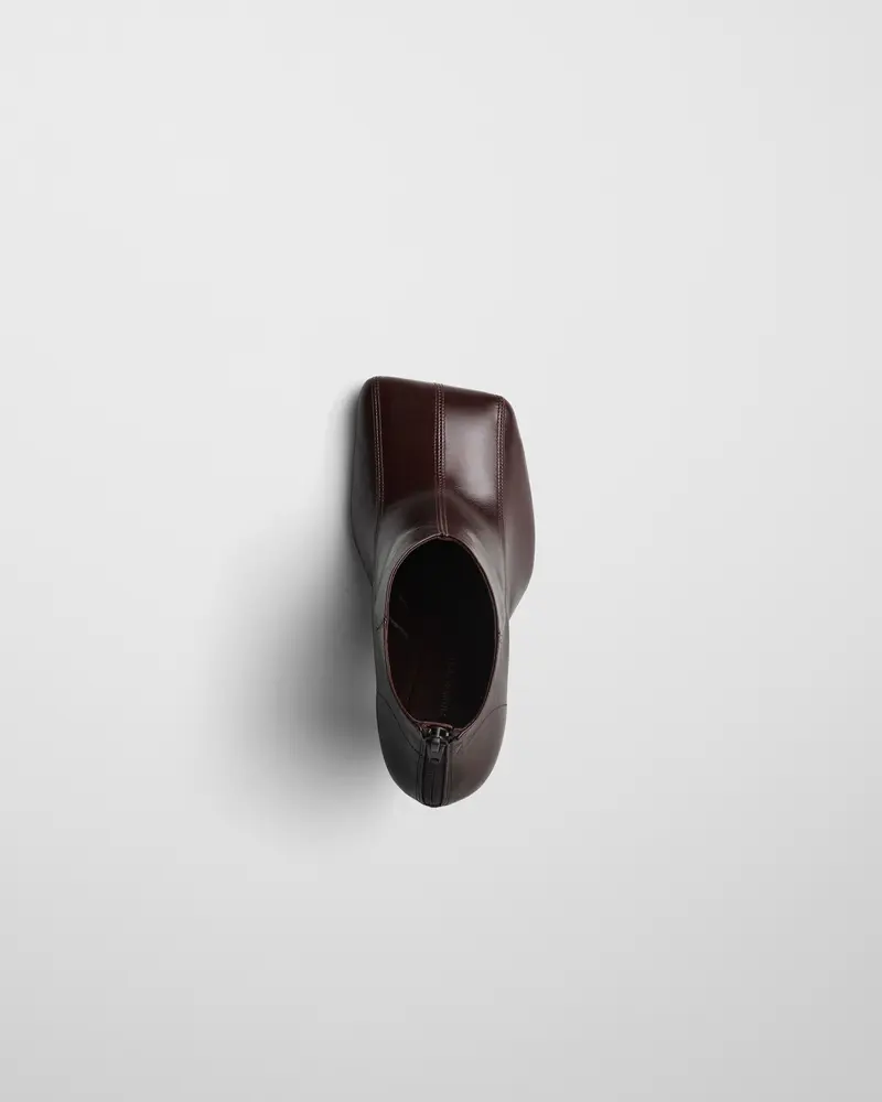 Tilted-Toe Oxblood Ankle Boot With Back Zip