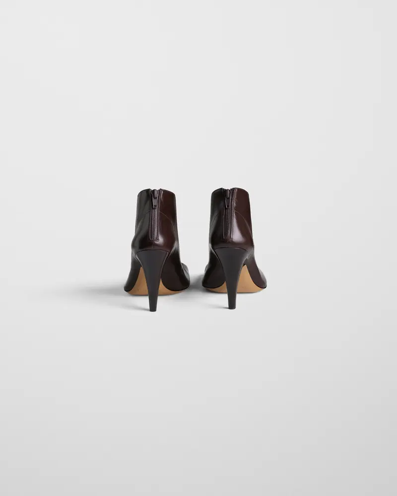 Tilted-Toe Oxblood Ankle Boot With Back Zip