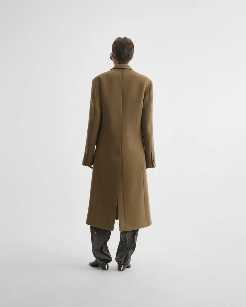 Tobacco Double-Breasted Cashmere-Wool Men'S Coat With Inverted Sleeves
