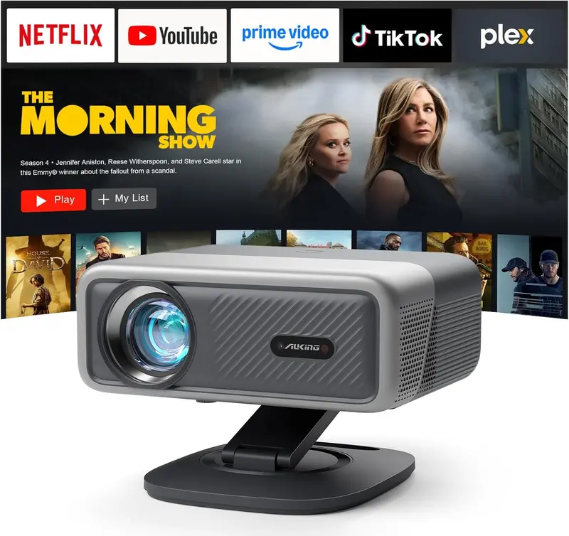 TOF-Enabled 4K Smart Projector Delivering 2500 ANSI Lumens, Real-Time Auto Focus, and Preloaded Streaming Services