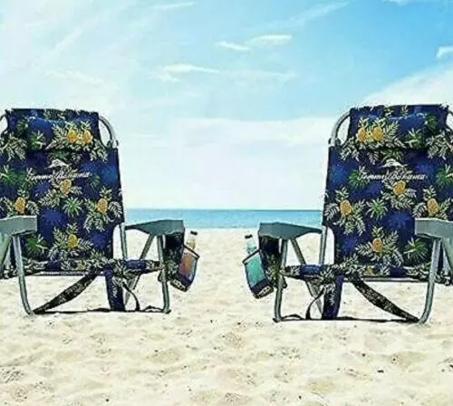 Tommy Bahama Foldable Beach Chair Set – Lightweight 2-Pack with Backpack Carry Design
