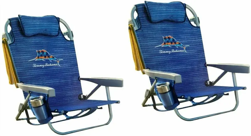 Tommy Bahama Lightweight Backpack Beach Chairs – Two-Pack in Navy Blue, Easy-Carry Design