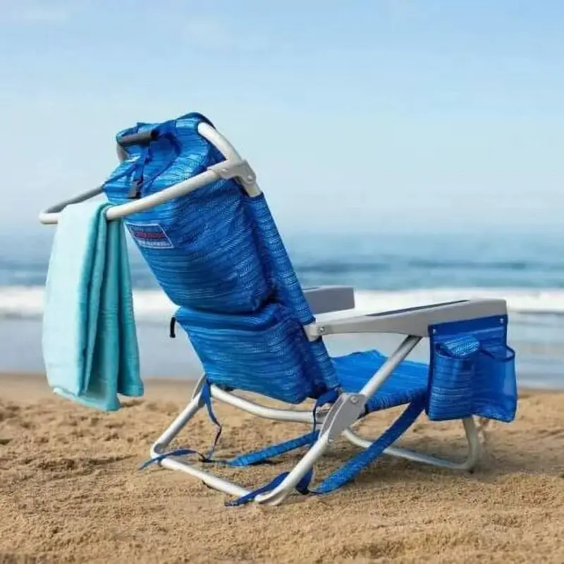 Tommy Bahama Lightweight Backpack Beach Chairs – Two-Pack in Navy Blue, Easy-Carry Design