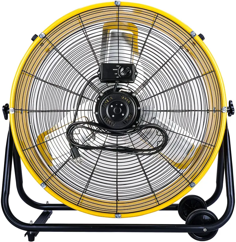 Tornado 24-Inch Industrial Air Circulator Fan – UL-Certified Heavy-Duty Drum Fan with 3 Speed Settings & 7800 CFM Output (Yellow)