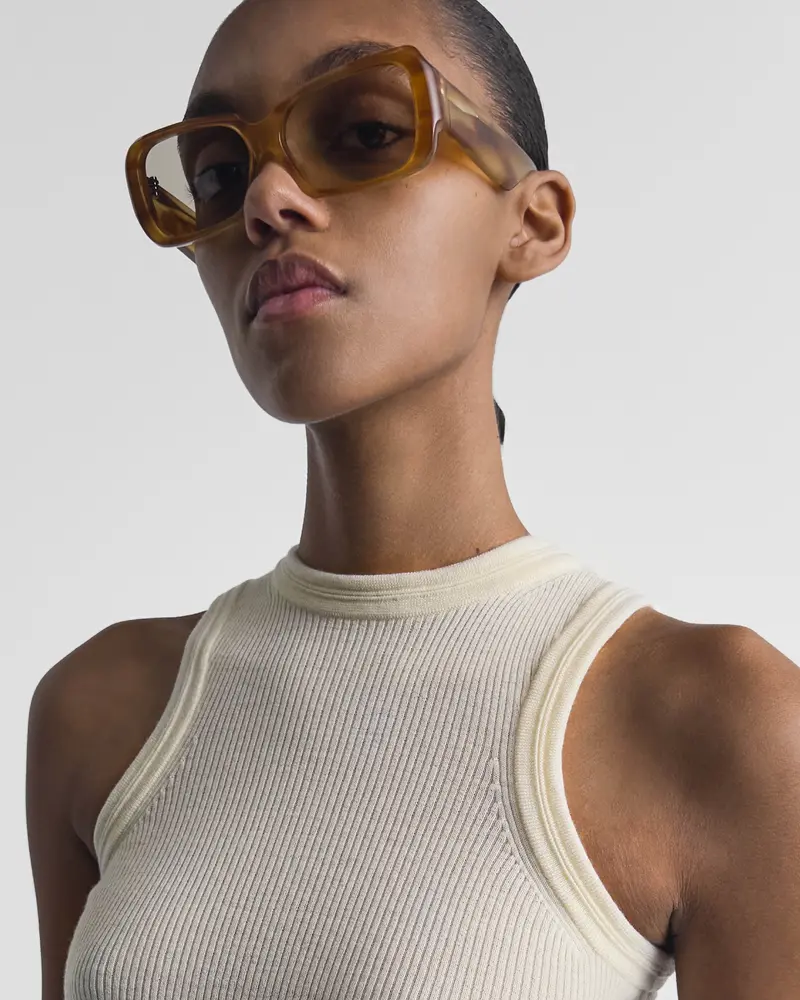 Tortoiseshell Acetate Score Sunglasses With Angular Frame