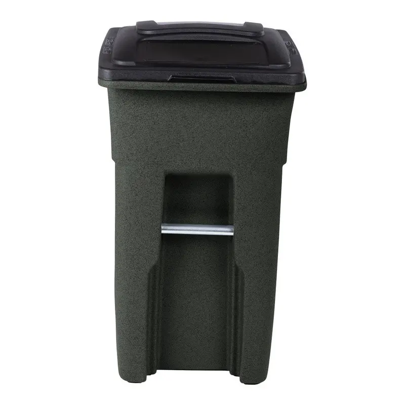 Toter 32-Gallon Greenstone Trash Can – Heavy-Duty Indoor/Outdoor Bin with Quiet Wheels, Hinged Lid, Weather Resistance
