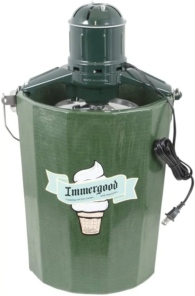 Traditional 6-Quart Electric Ice Cream Maker – Retro-Style Churn with Motorized Agitator and Manual Control