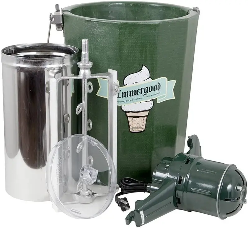 Traditional 6-Quart Electric Ice Cream Maker – Retro-Style Churn with Motorized Agitator and Manual Control