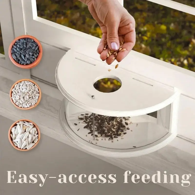 Transparent Acrylic Window-Mounted Bird Feeder: Suction-Cup Attached Indoor Viewing Feeder