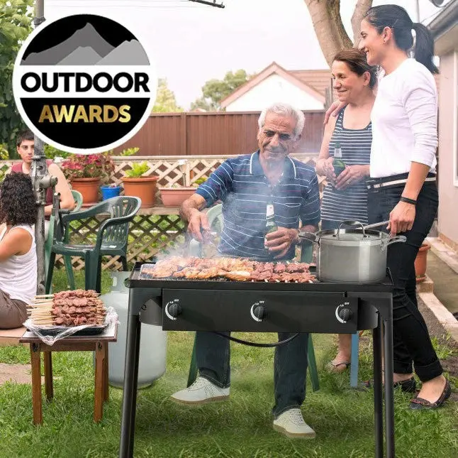 Triple-Burner Propane Camping Stove – 225,000 BTU Portable Outdoor Cooking System