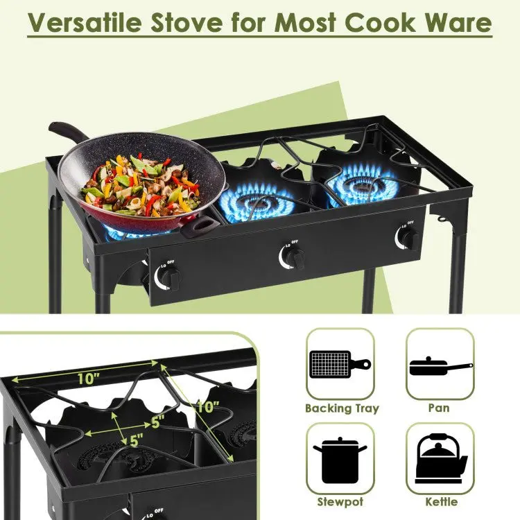 Triple-Burner Propane Camping Stove – 225,000 BTU Portable Outdoor Cooking System