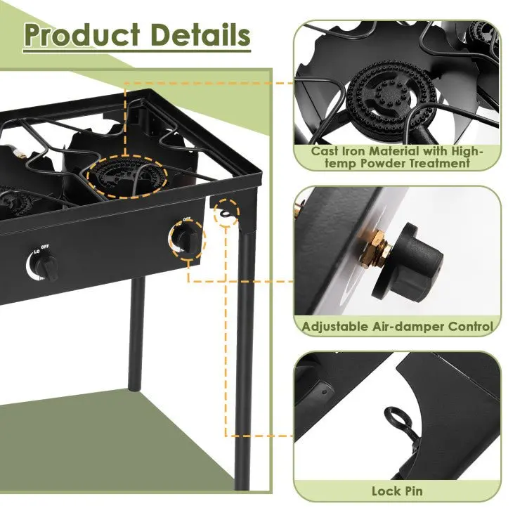 Triple-Burner Propane Camping Stove – 225,000 BTU Portable Outdoor Cooking System