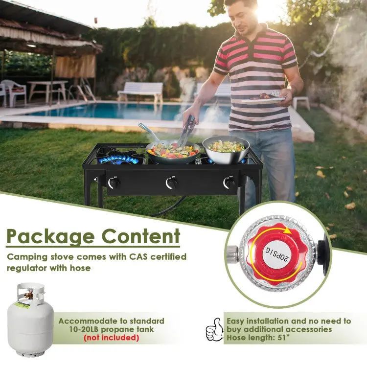 Triple-Burner Propane Camping Stove – 225,000 BTU Portable Outdoor Cooking System